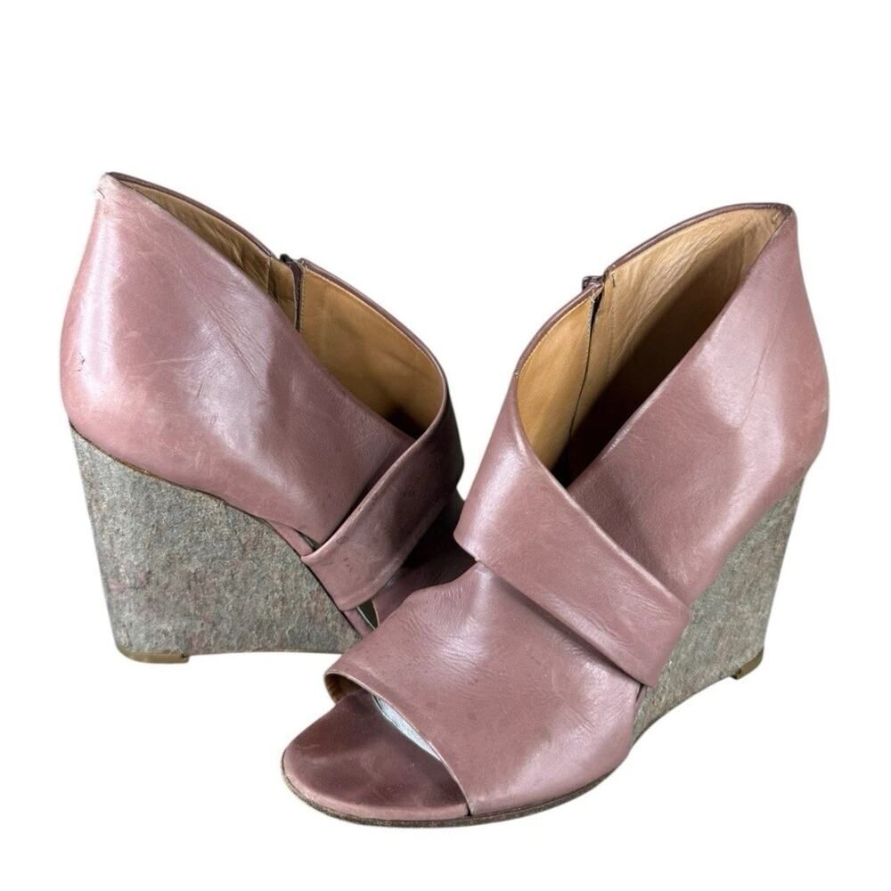Maison Margiela Pink Leather Wedge Sandals EU 39 US 9 Open Toe Heels